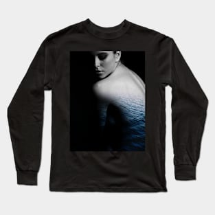 Woman, Girl, Sea, Ocean, Fashion art, Fashion print, Scandinavian art, Modern art, Wall art, Print, Minimalistic, Modern Long Sleeve T-Shirt